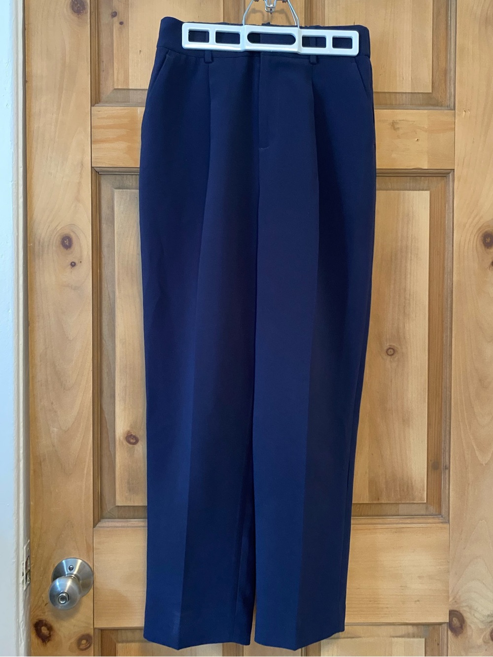 Classic Navy Straight-Leg Dress Pants